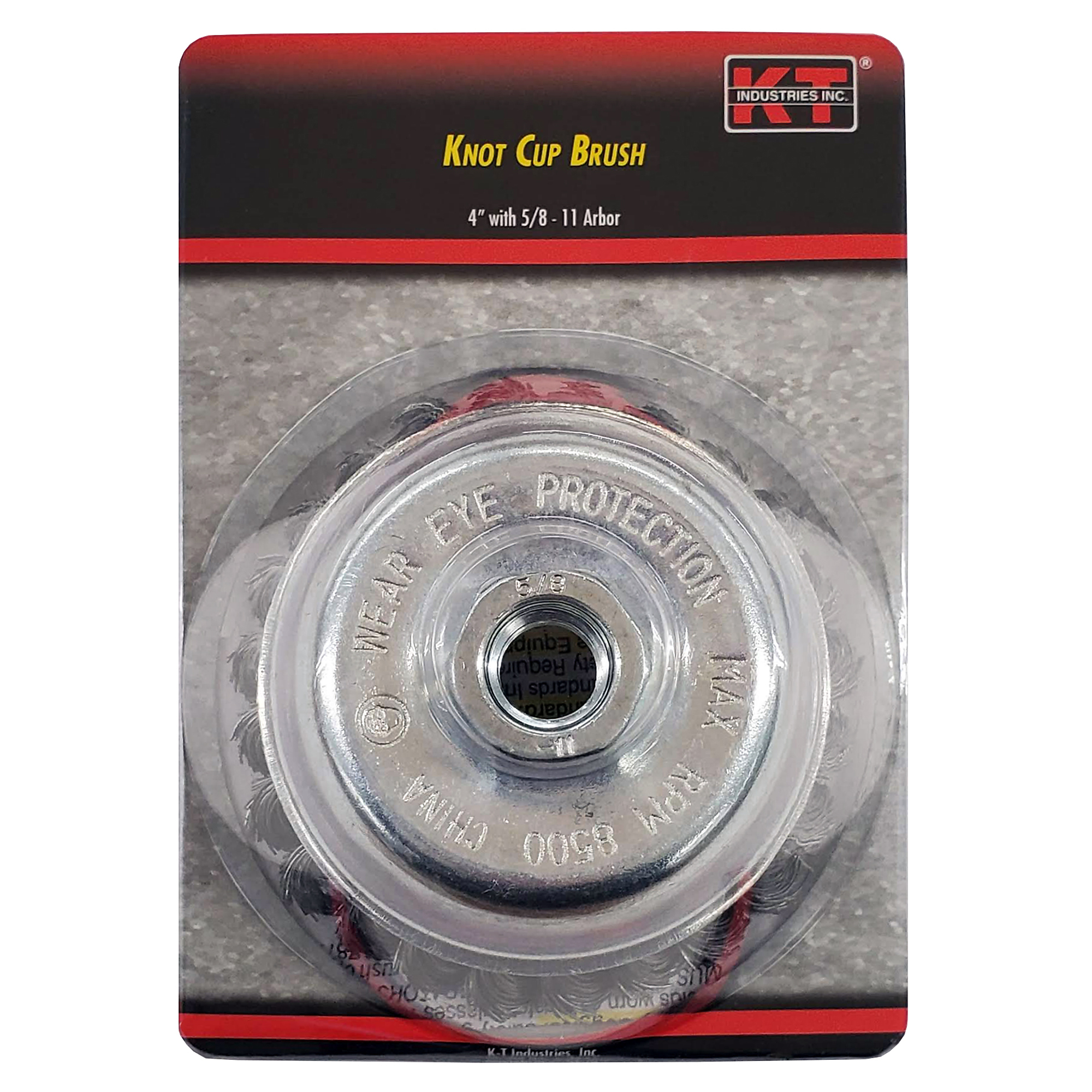 K-T Industries Knot Cup Brush — 4in., 5/8-11 Arbor, 8500 RPM, Model# 5-3245